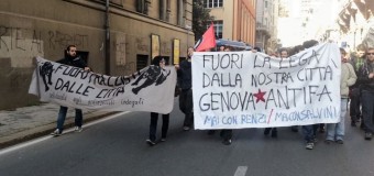 Genova, dura contestazione a Salvini da parte dei Centri Sociali. Moltissimi slogan antifascisti